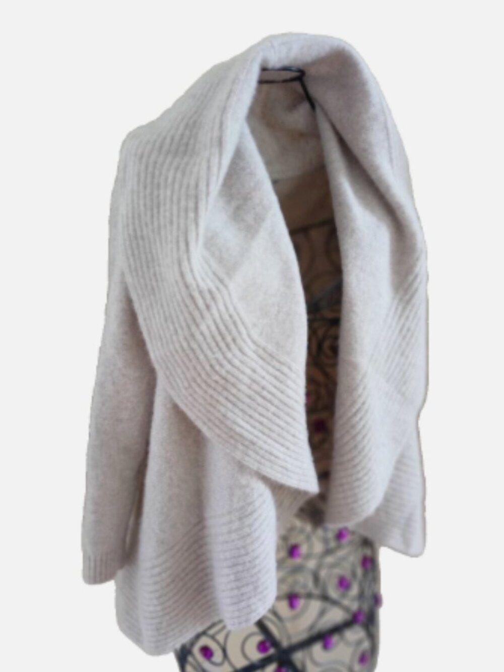 Captiva Cashmere Cardigan Shawl Collar Luxury Cocoon Cardigan Size S/ M Oatmeal - Picture 15 of 16